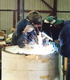 welding the boiler of the Mary Ann Steam Locomotive